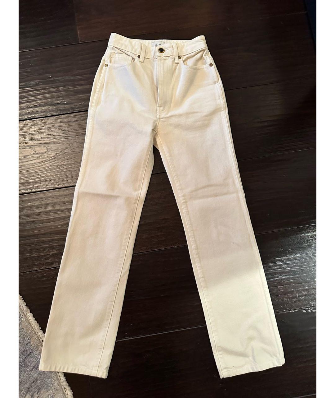 KHAITE Бежевые хлопковые прямые джинсы, фото 5