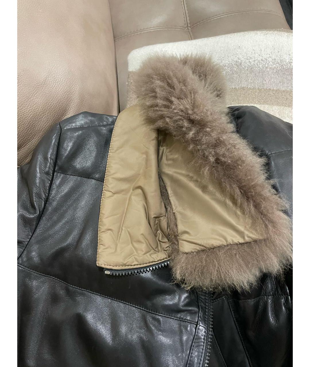 BRUNELLO CUCINELLI Черный кожаный пуховик, фото 8