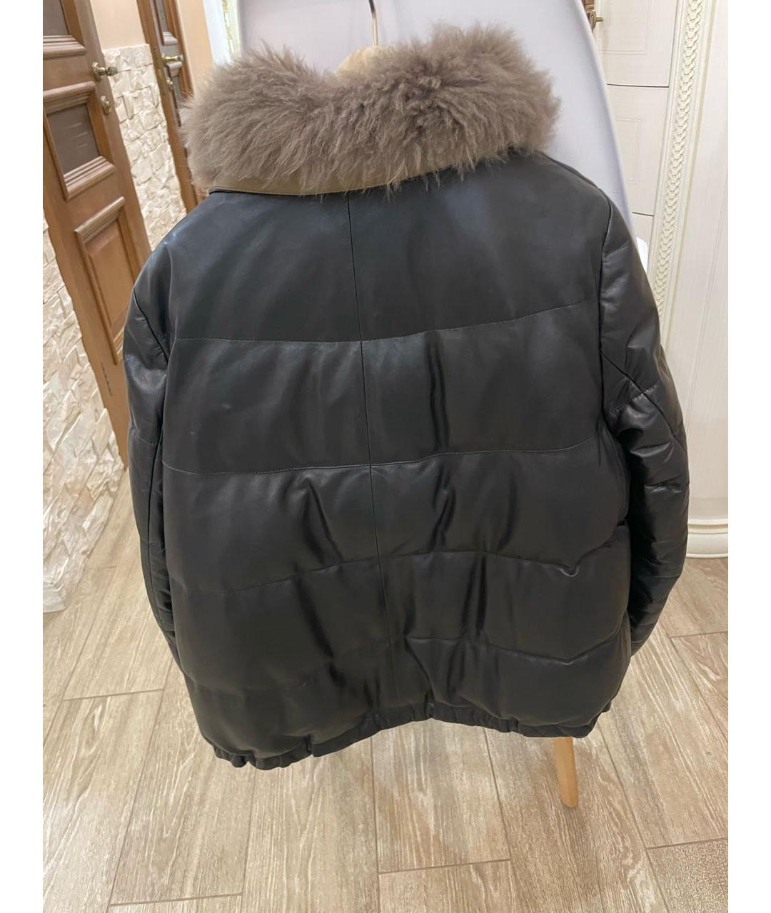 BRUNELLO CUCINELLI Черный кожаный пуховик, фото 2
