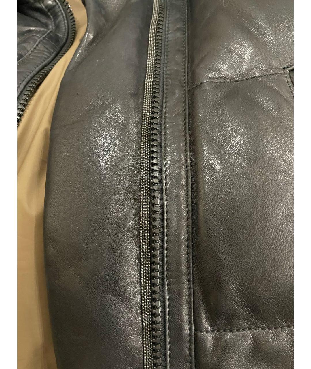 BRUNELLO CUCINELLI Черный кожаный пуховик, фото 7