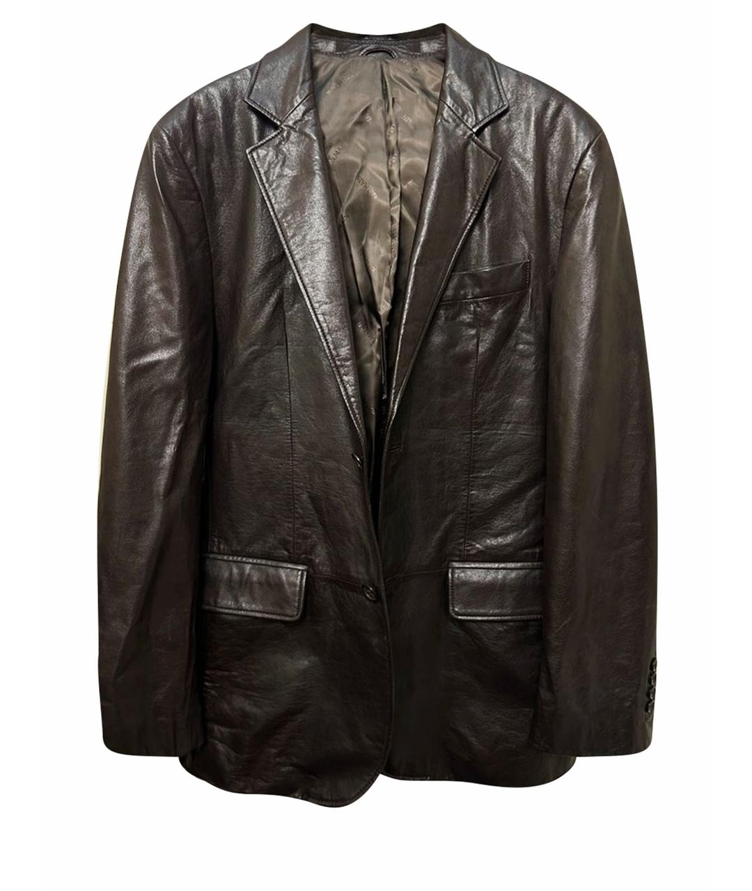 BALMAIN Коричневый кожаный пиджак, фото 1