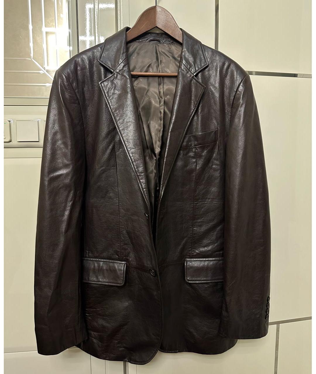BALMAIN Коричневый кожаный пиджак, фото 3