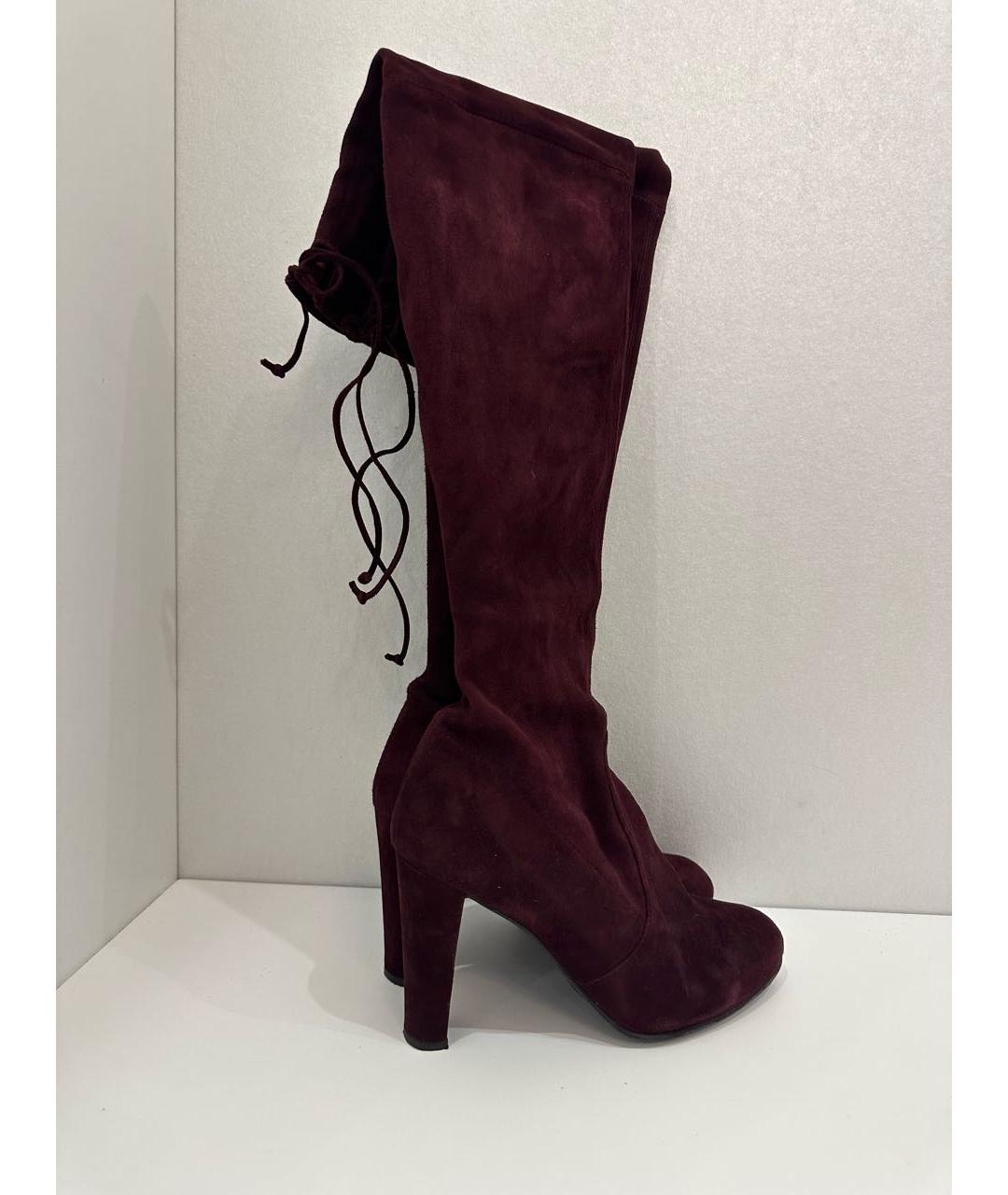 STUART WEITZMAN Бордовые замшевые ботфорты, фото 2