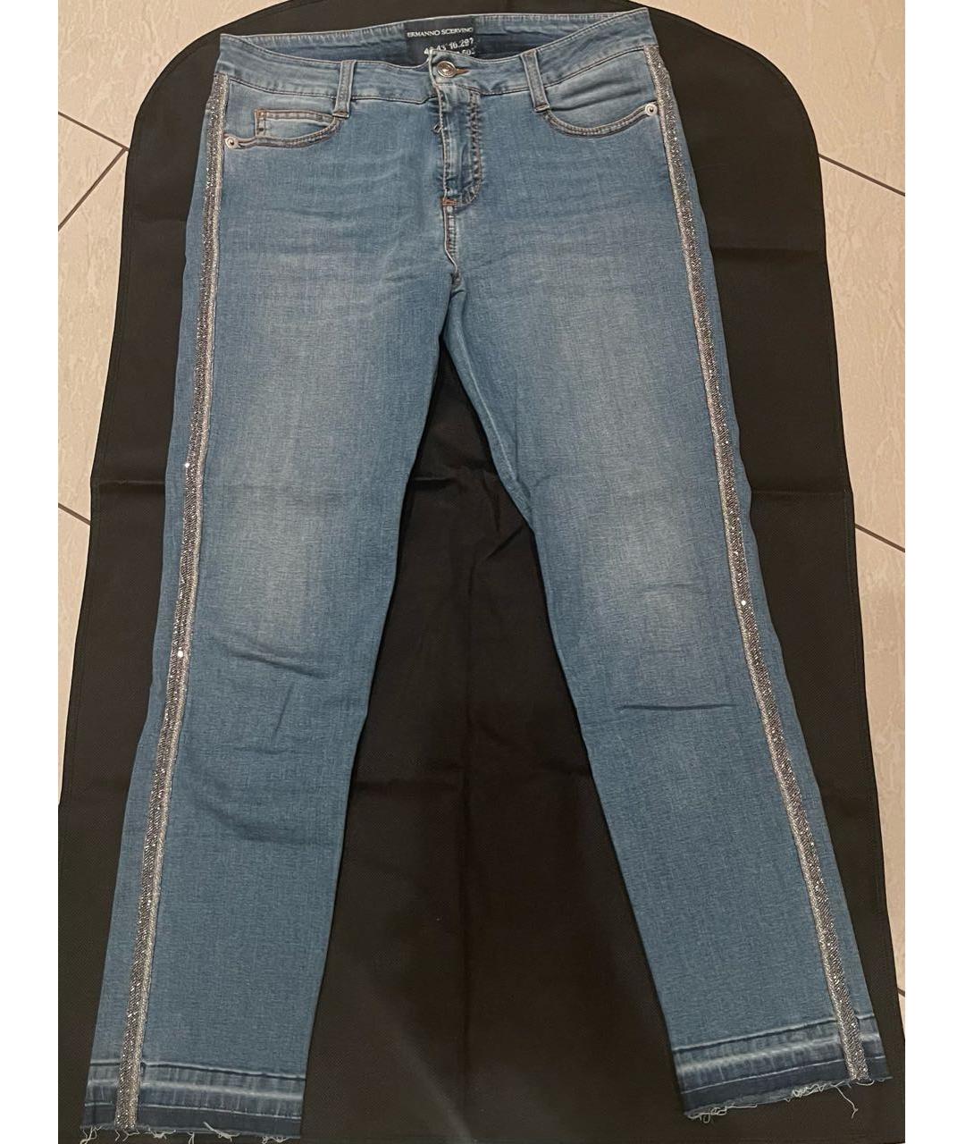ERMANNO SCERVINO Голубые хлопко-эластановые джинсы слим, фото 8