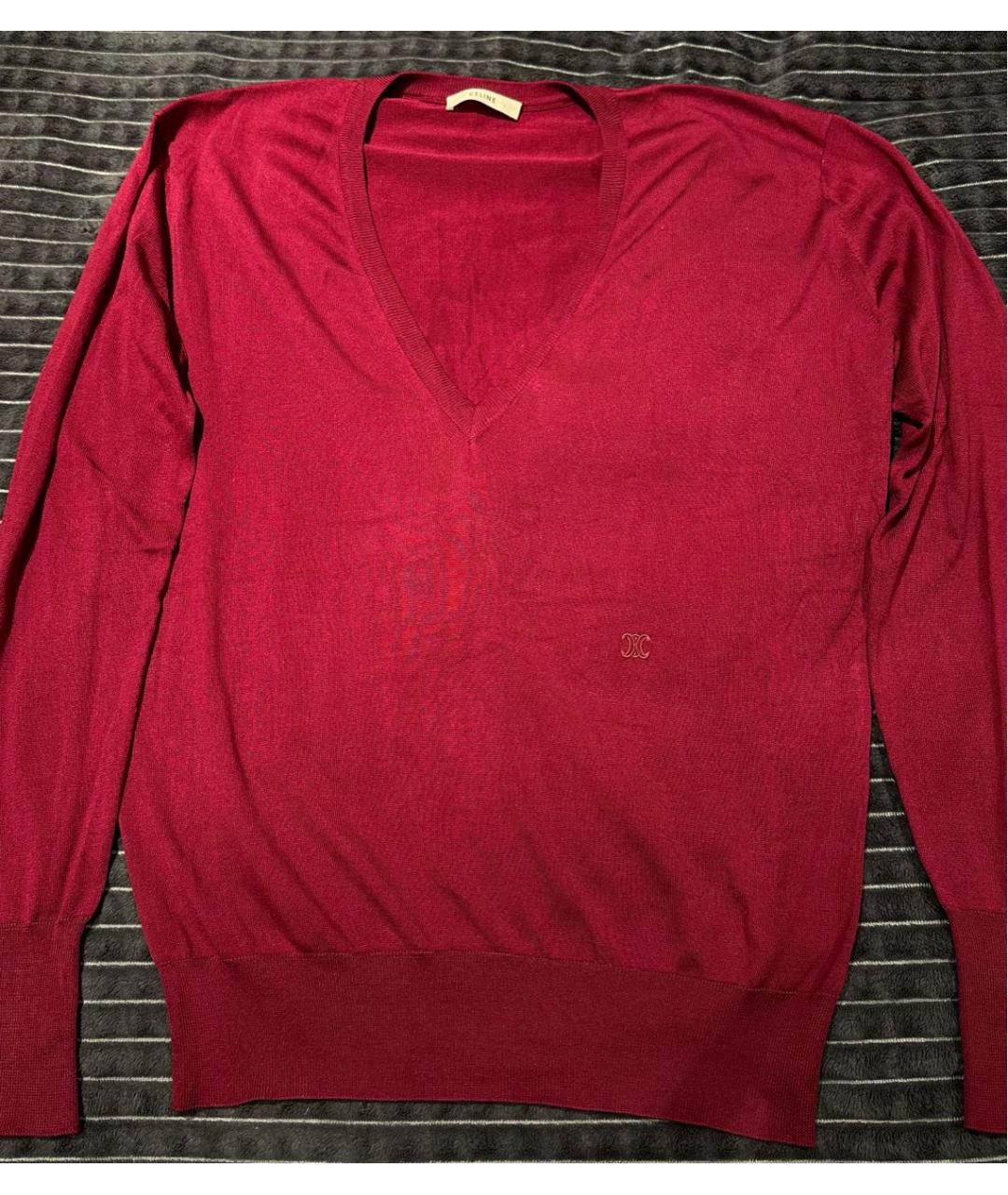 CELINE PRE-OWNED Бордовый шелковый джемпер / свитер, фото 6