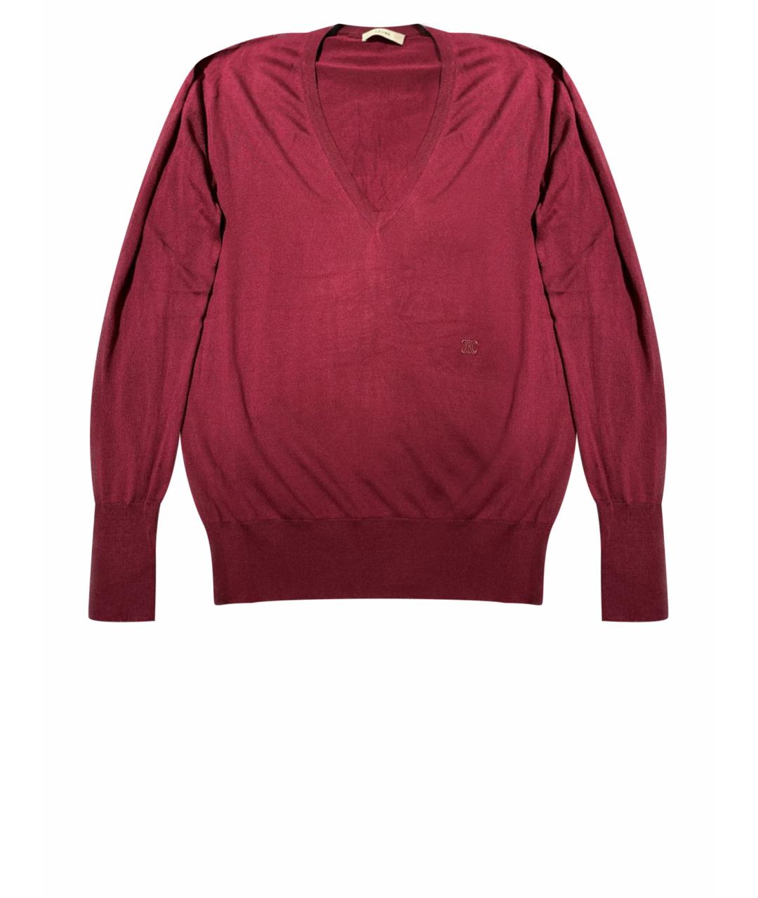 CELINE PRE-OWNED Бордовый шелковый джемпер / свитер, фото 1