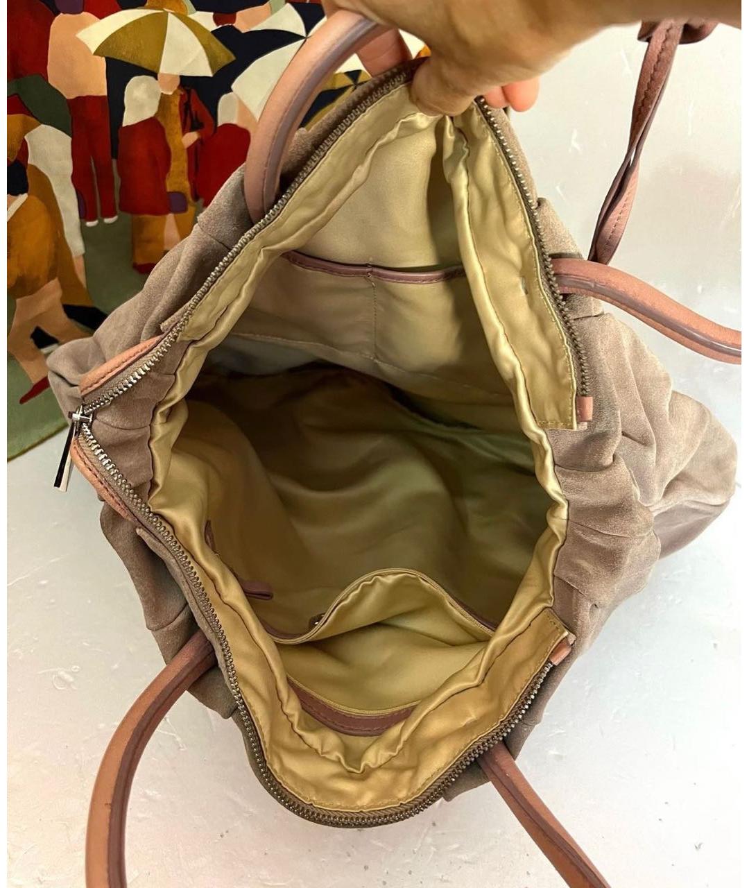 COCCINELLE Бежевая замшевая сумка тоут, фото 6