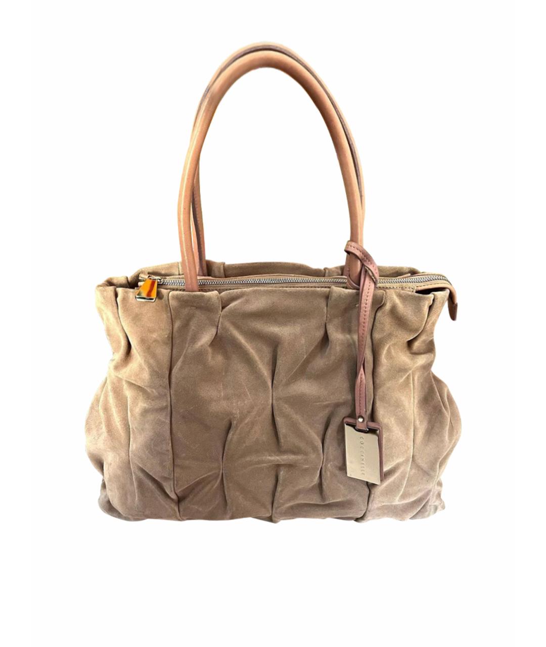 COCCINELLE Бежевая замшевая сумка тоут, фото 1