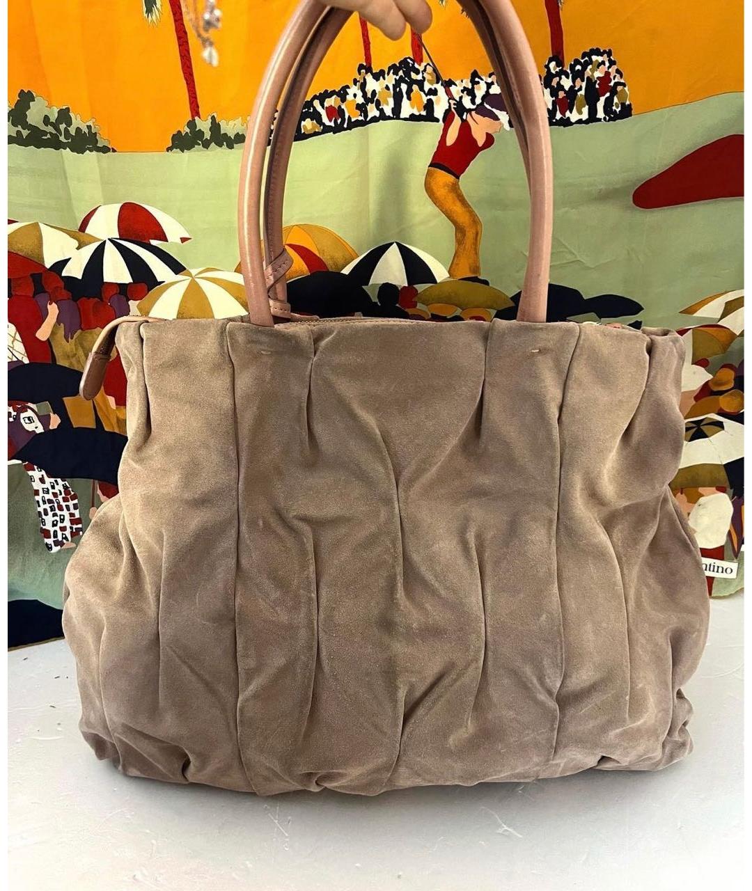 COCCINELLE Бежевая замшевая сумка тоут, фото 2