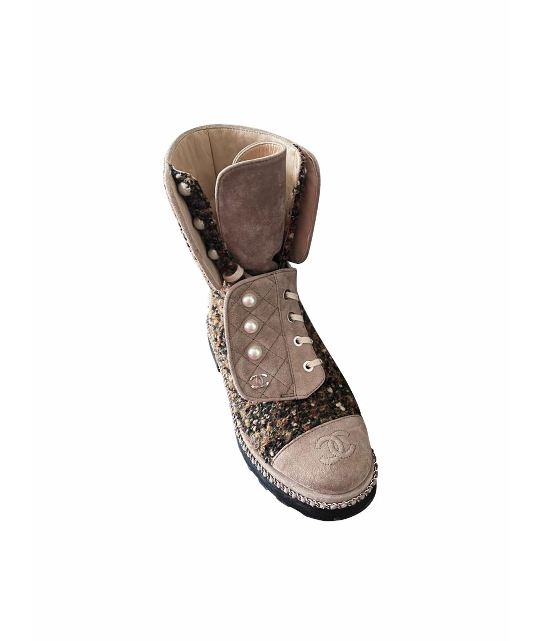 CHANEL PRE-OWNED Бежевые нубуковые ботинки, фото 1