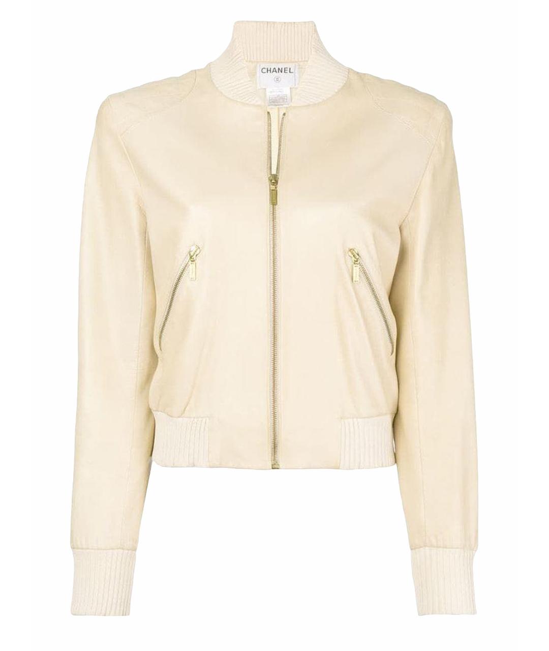 CHANEL Бежевая кожаная куртка, фото 1