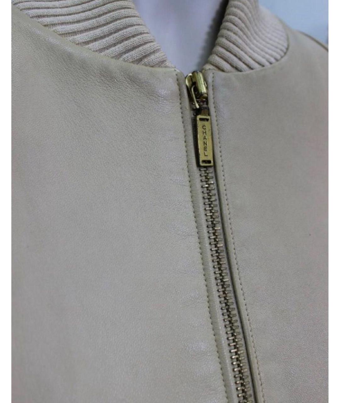 CHANEL Бежевая кожаная куртка, фото 4