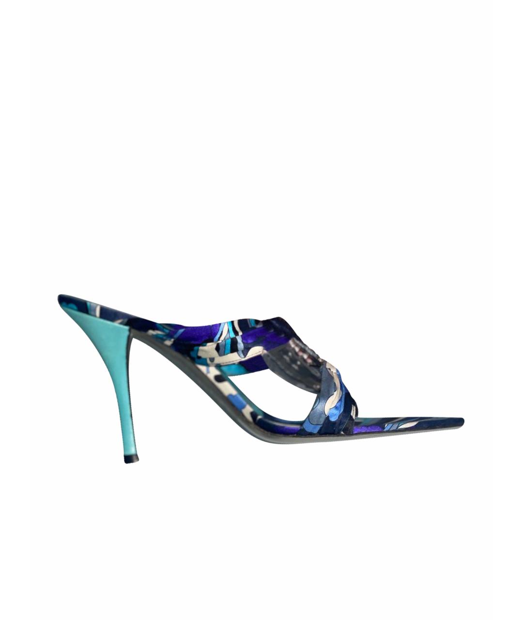 EMILIO PUCCI Бирюзовые текстильные мюли, фото 1