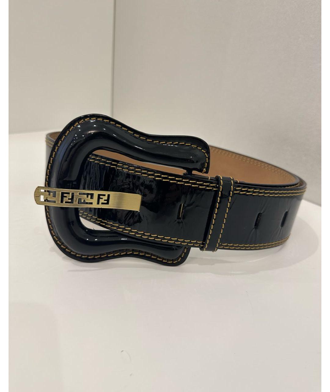 FENDI Черный кожаный ремень, фото 4