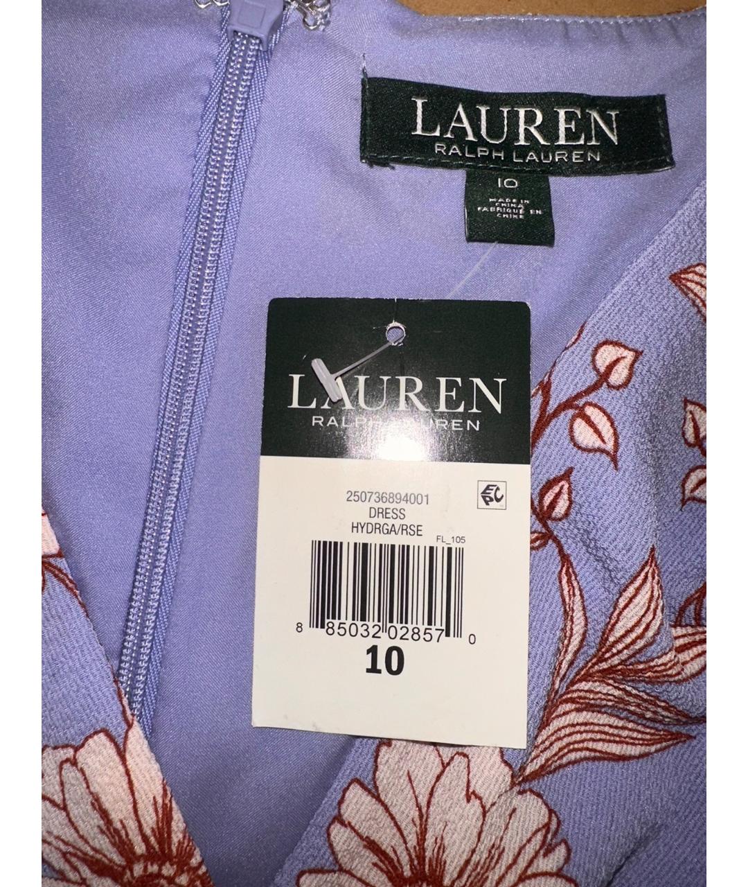 RALPH LAUREN Голубое полиэстеровое повседневное платье, фото 5
