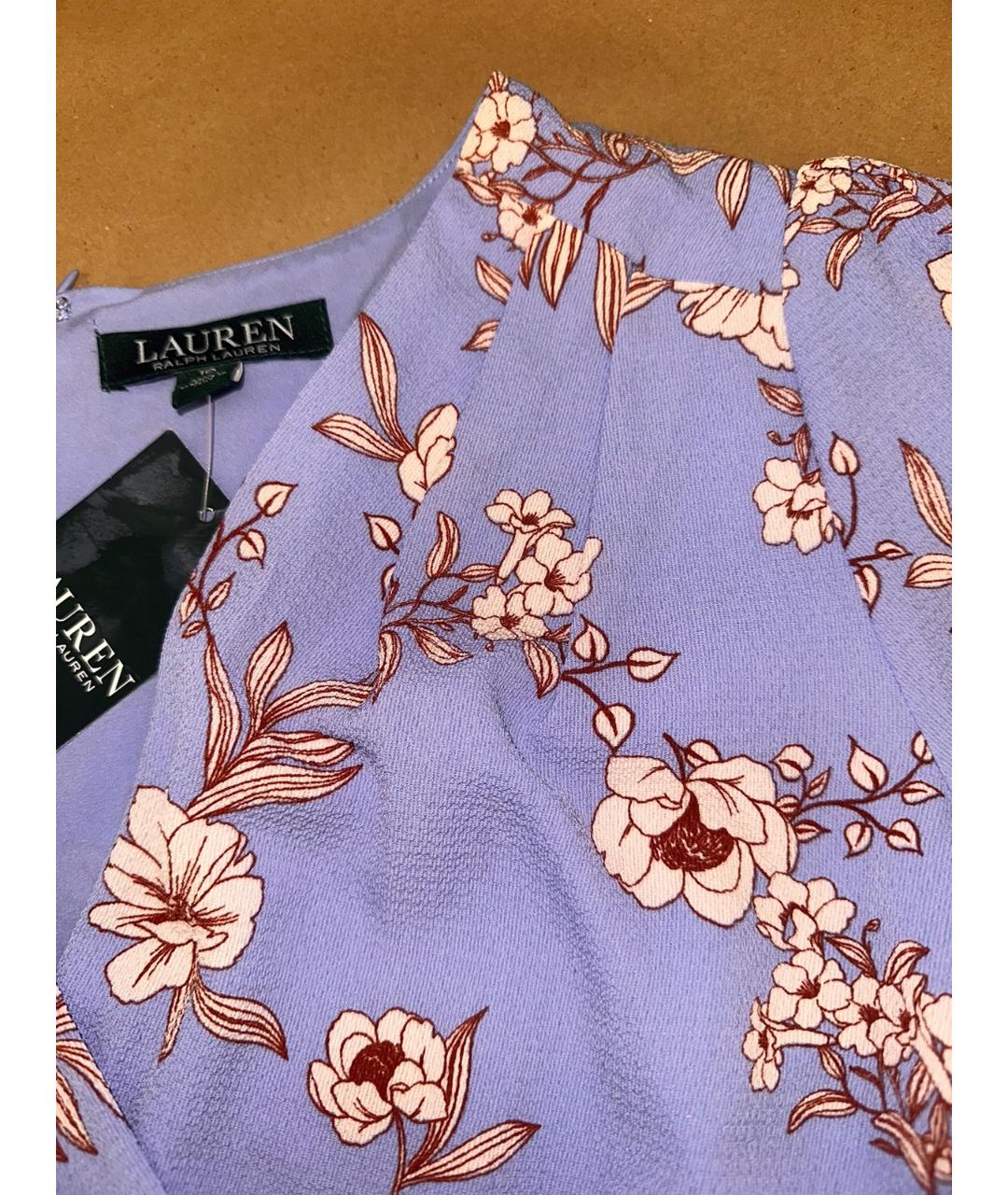 RALPH LAUREN Голубое полиэстеровое повседневное платье, фото 7