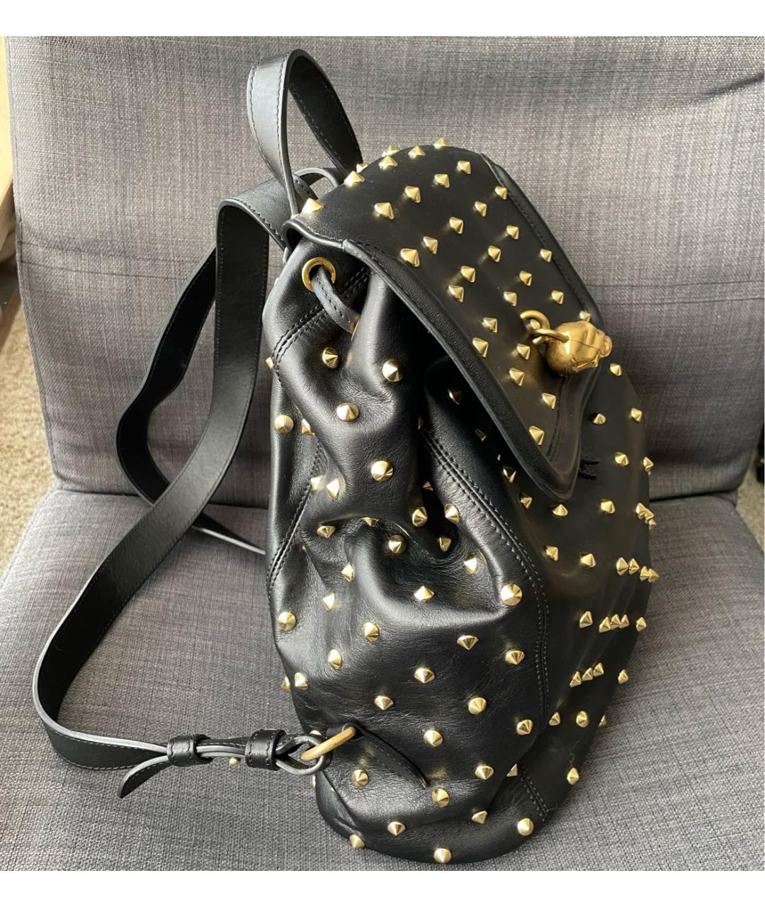 ALEXANDER MCQUEEN Черный кожаный рюкзак, фото 2