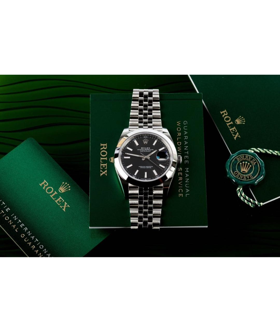 ROLEX Черные металлические часы, фото 5
