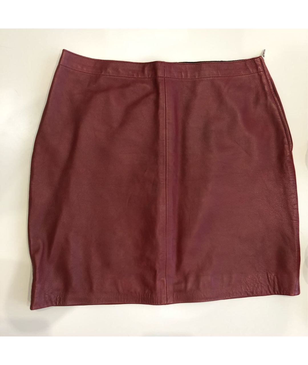 SANDRO Бордовая кожаная юбка мини, фото 9