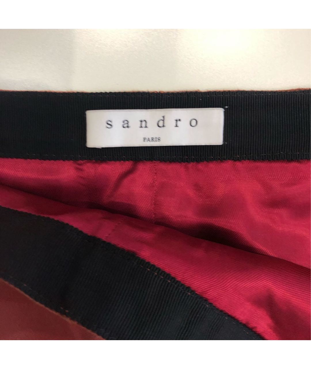 SANDRO Бордовая кожаная юбка мини, фото 5