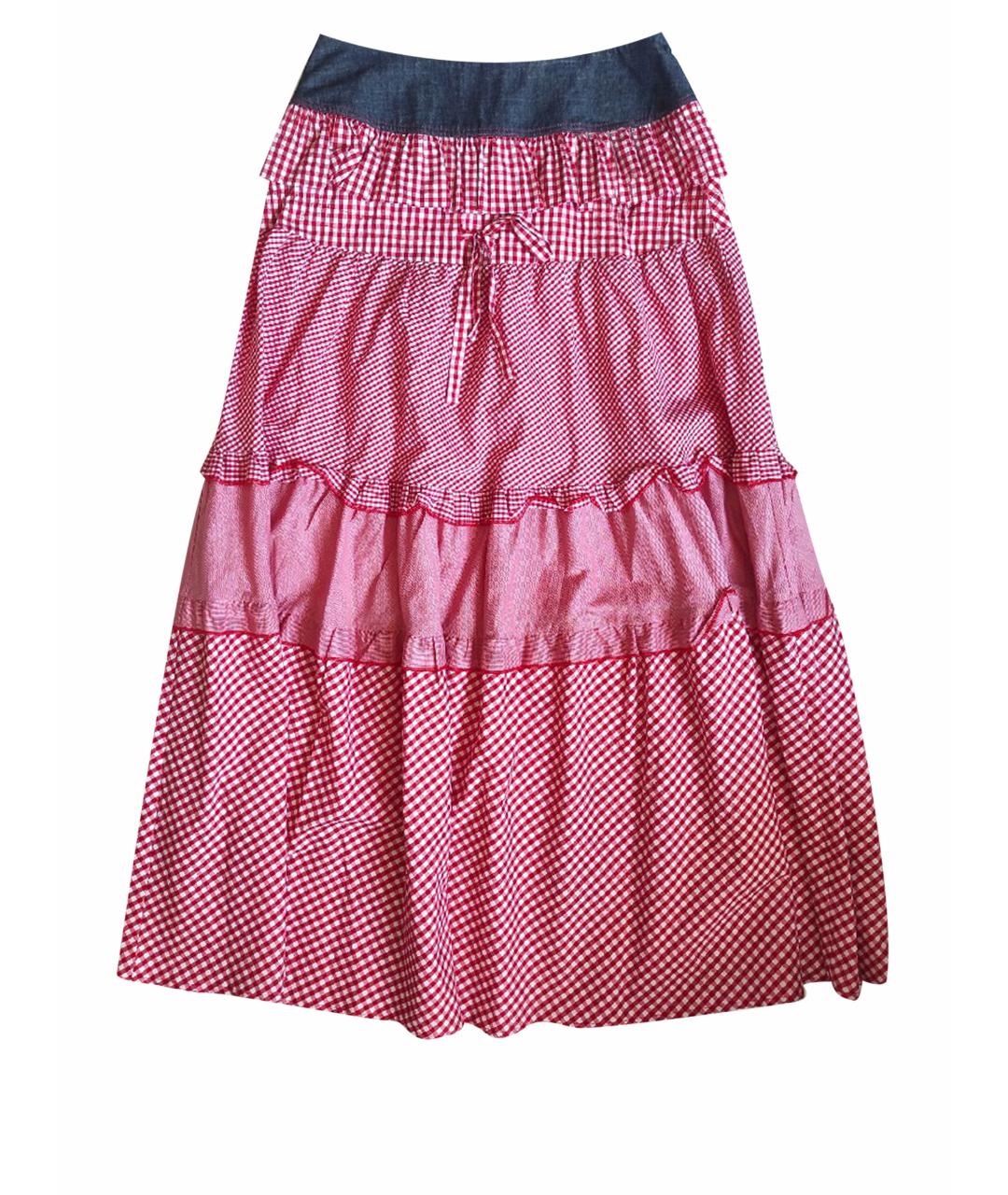 ODRI Красная хлопковая юбка миди, фото 1