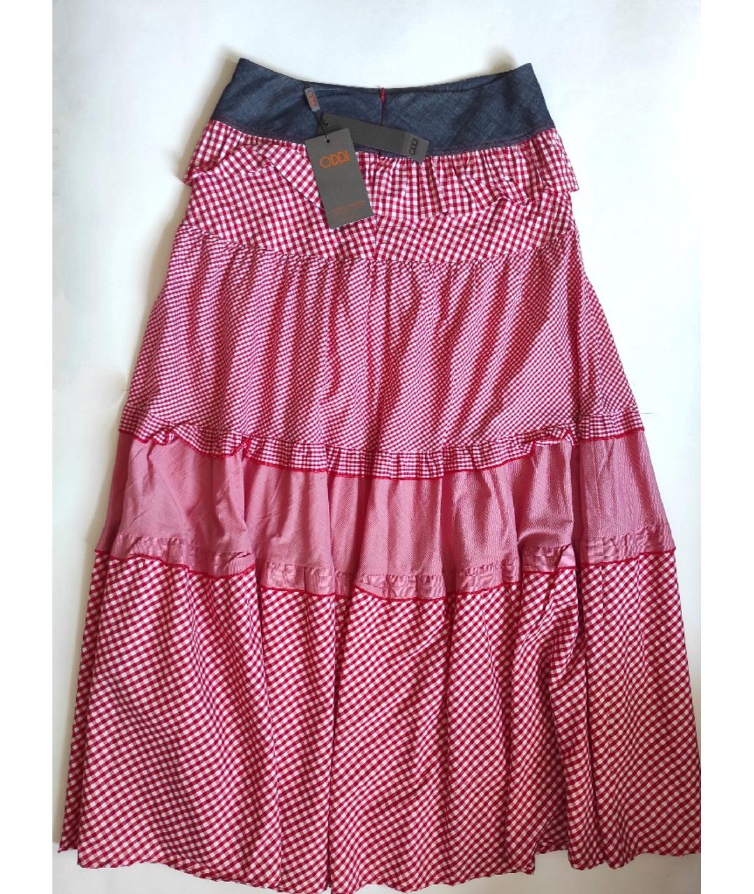 ODRI Красная хлопковая юбка миди, фото 8
