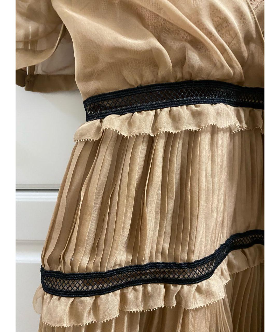 SELF-PORTRAIT Бежевое полиэстеровое коктейльное платье, фото 4