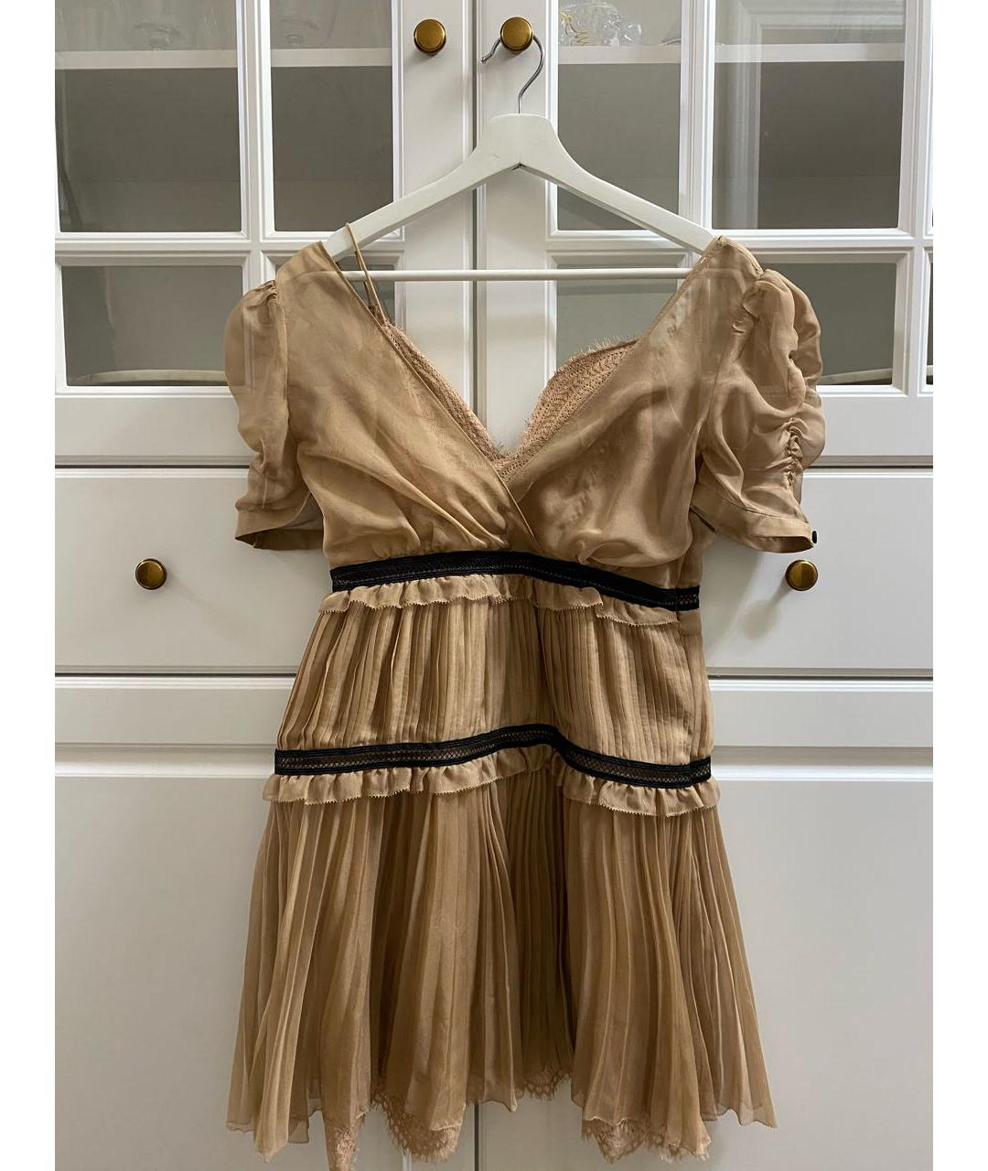 SELF-PORTRAIT Бежевое полиэстеровое коктейльное платье, фото 5