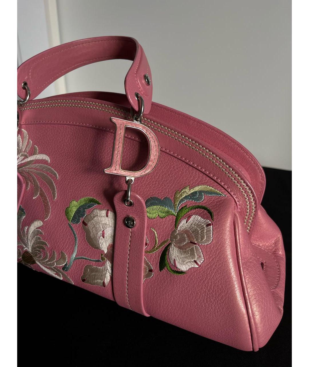 CHRISTIAN DIOR Розовая кожаная сумка с короткими ручками, фото 4