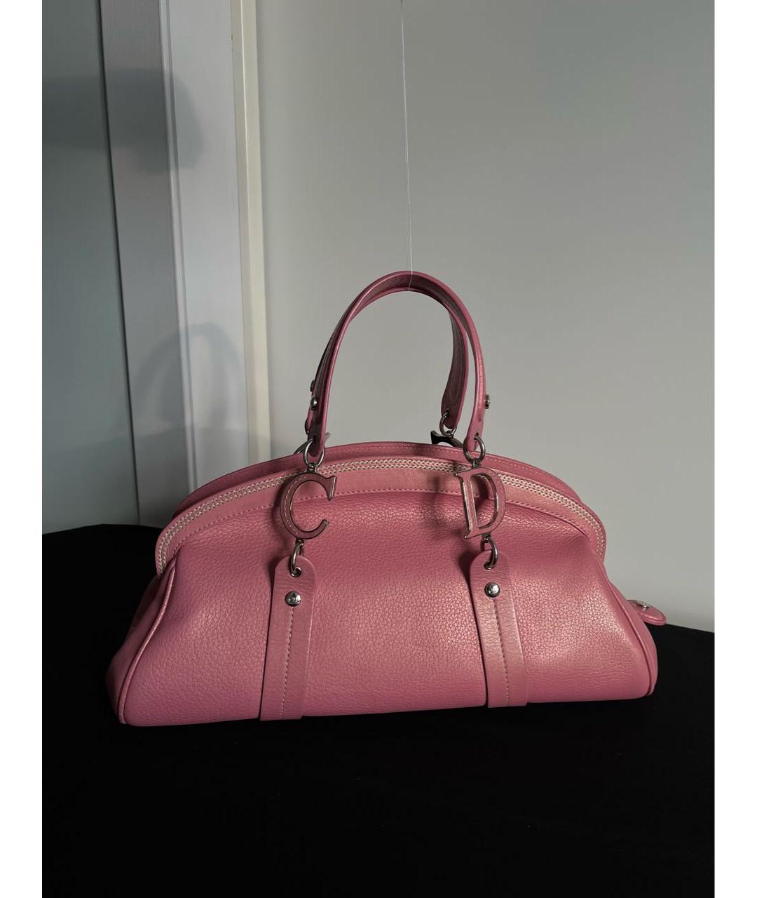 CHRISTIAN DIOR Розовая кожаная сумка с короткими ручками, фото 2