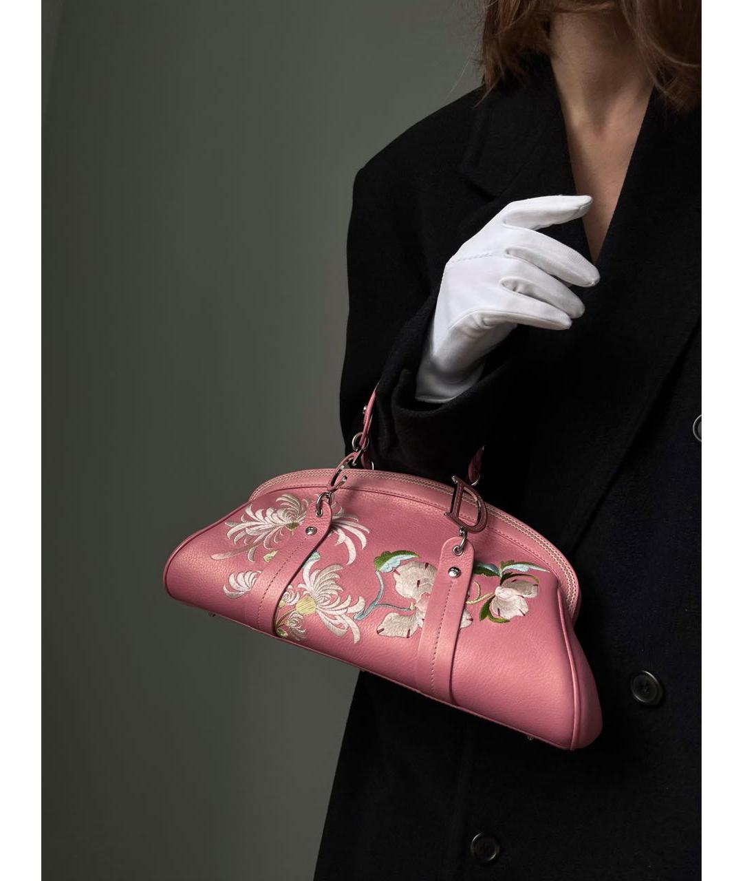 CHRISTIAN DIOR Розовая кожаная сумка с короткими ручками, фото 5