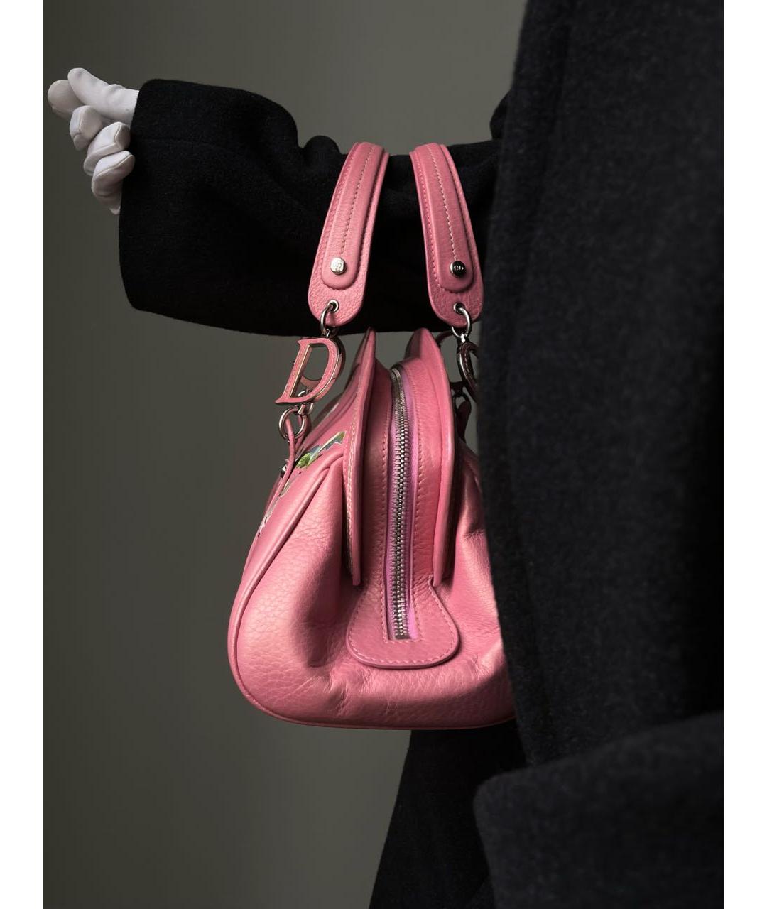 CHRISTIAN DIOR Розовая кожаная сумка с короткими ручками, фото 6