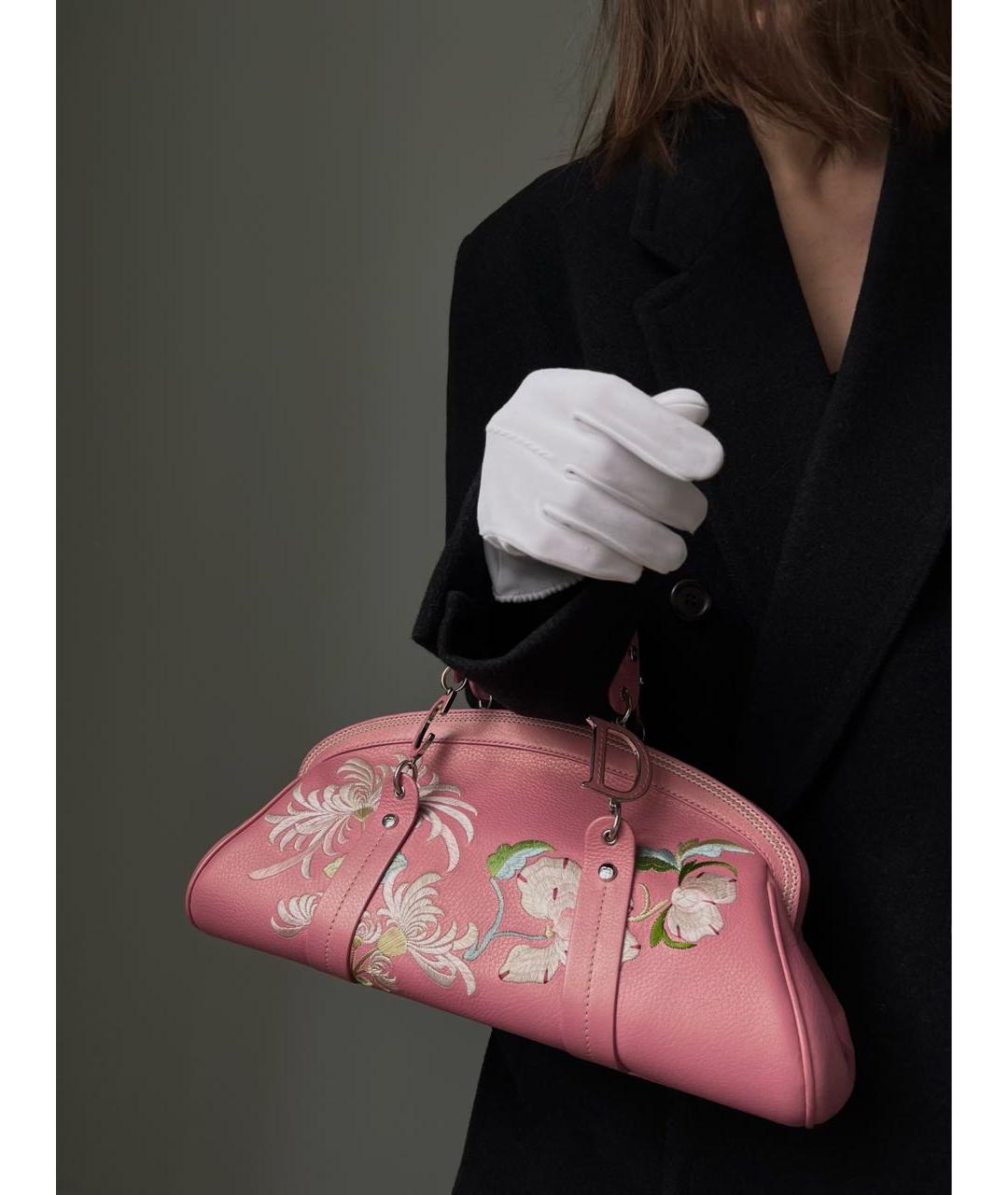 CHRISTIAN DIOR Розовая кожаная сумка с короткими ручками, фото 7