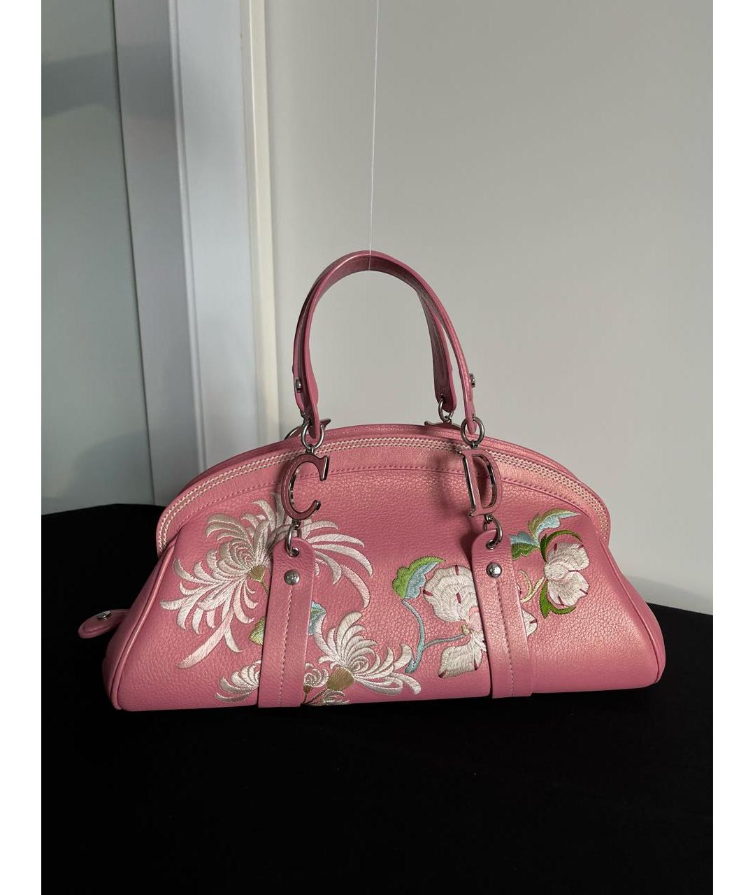 CHRISTIAN DIOR Розовая кожаная сумка с короткими ручками, фото 3