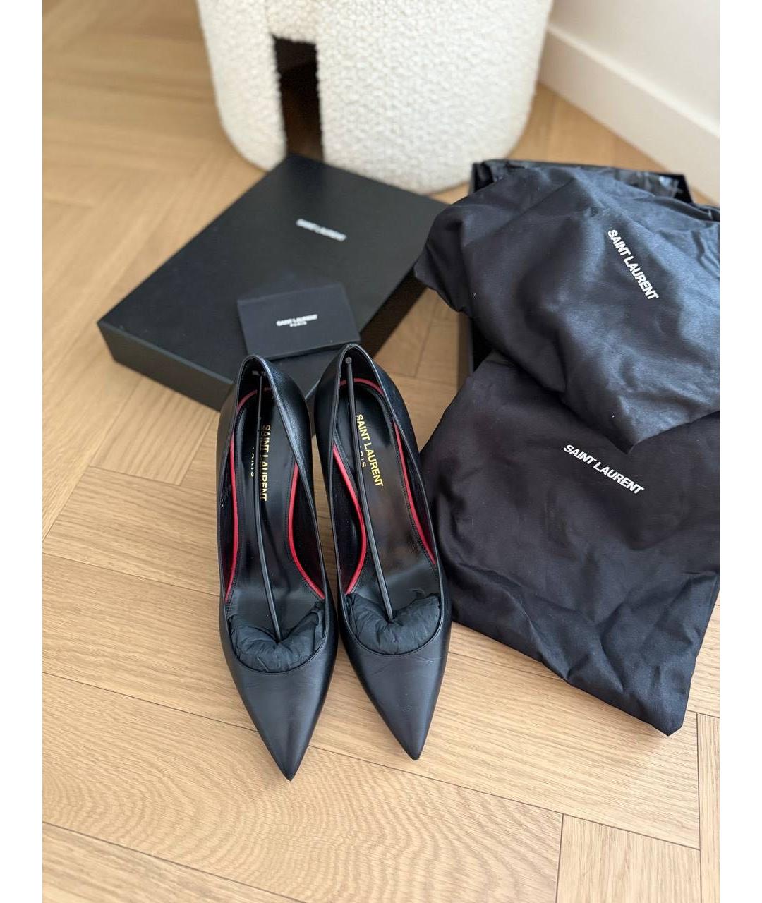 SAINT LAURENT Черные кожаные туфли, фото 2