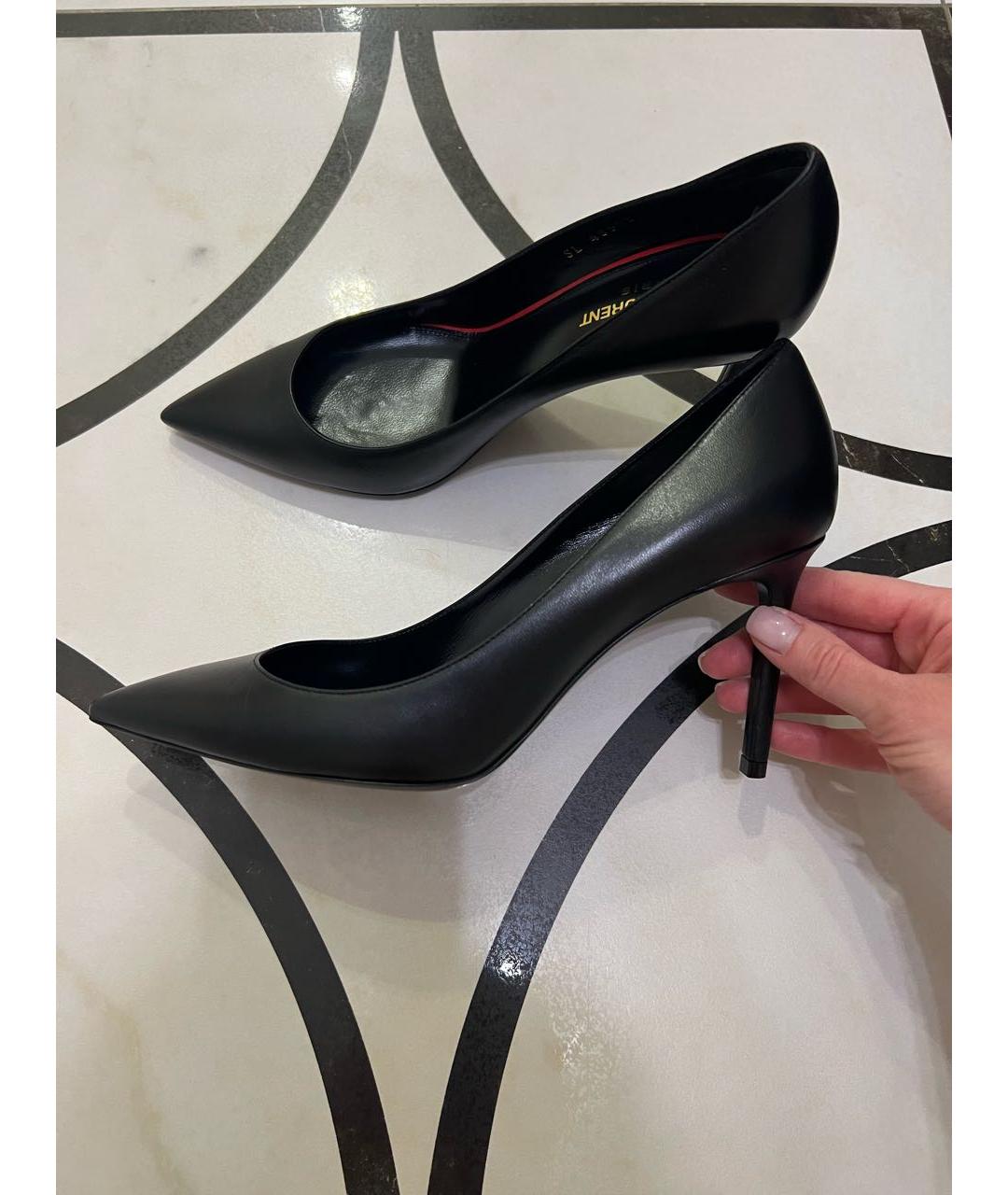 SAINT LAURENT Черные кожаные туфли, фото 3