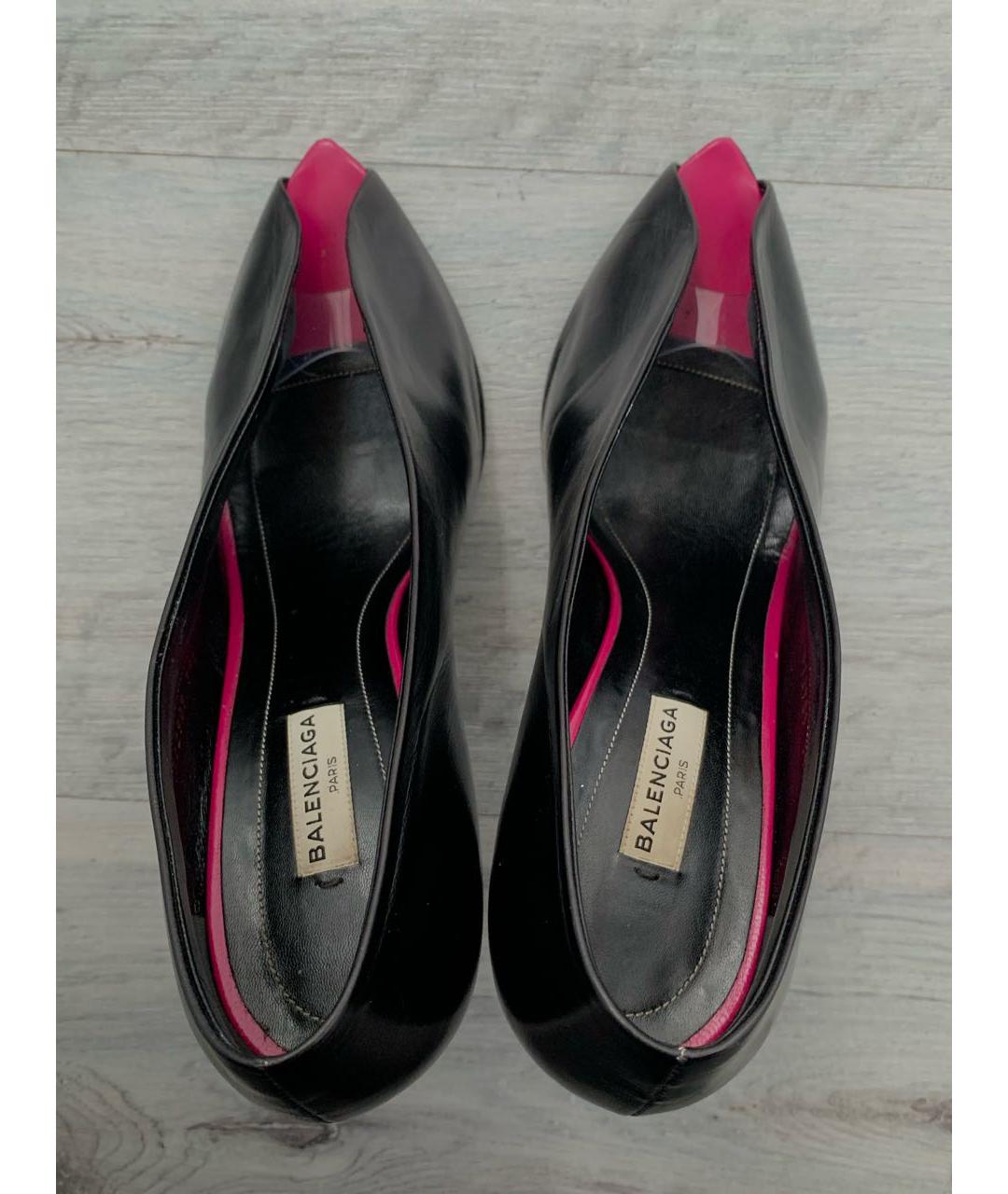 BALENCIAGA Черные кожаные туфли, фото 3