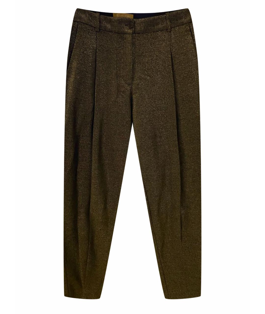 MICHAEL KORS Серебряные вискозные прямые брюки, фото 1