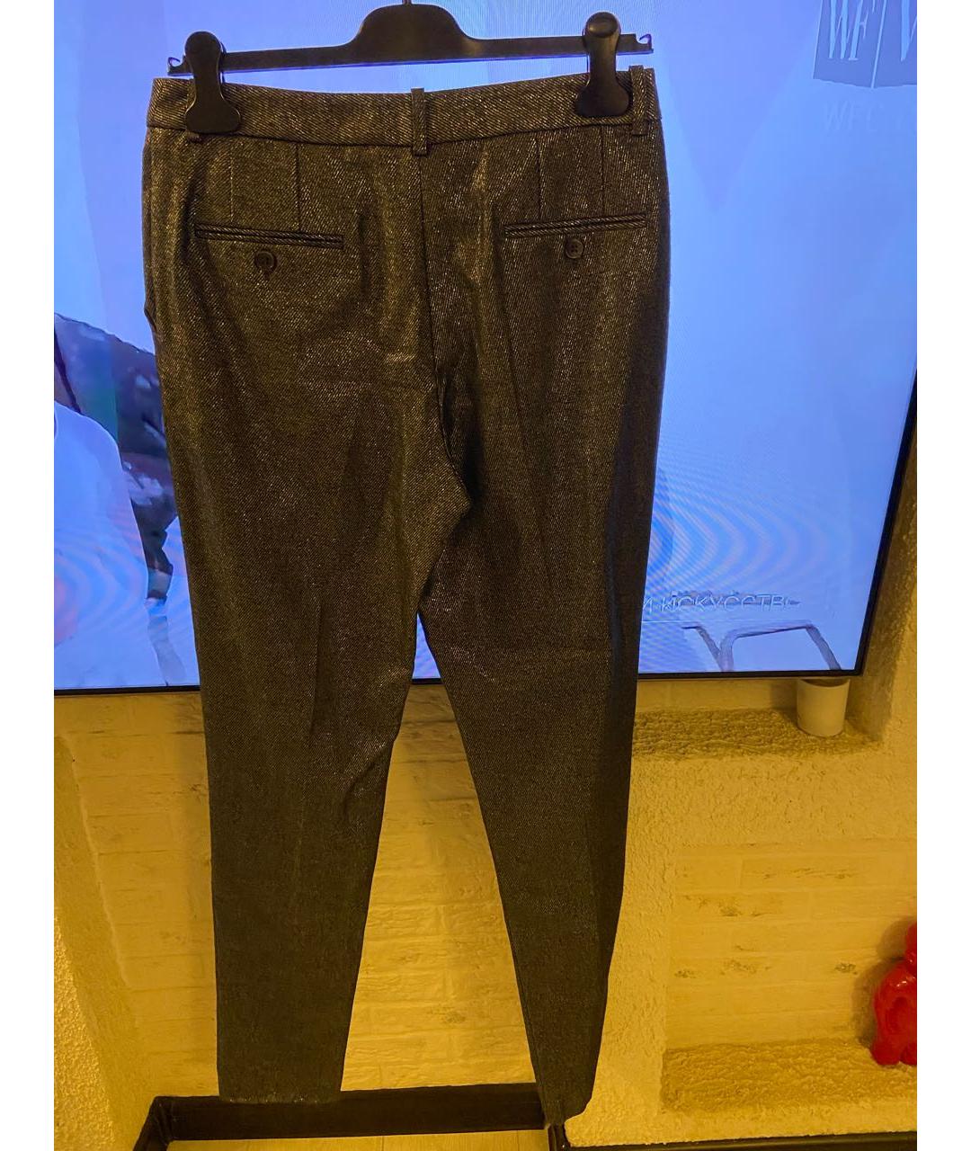 MICHAEL KORS Серебряные вискозные прямые брюки, фото 2