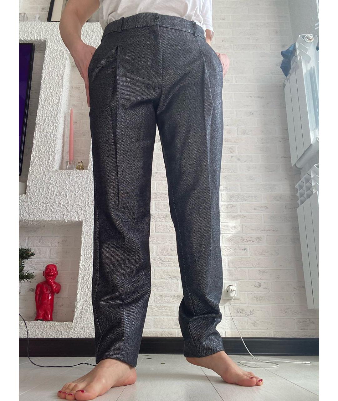 MICHAEL KORS Серебряные вискозные прямые брюки, фото 5