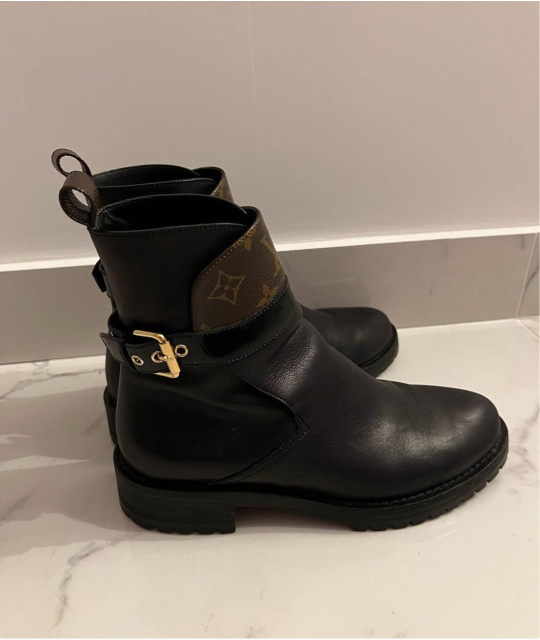 LOUIS VUITTON Черные кожаные ботинки, фото 4