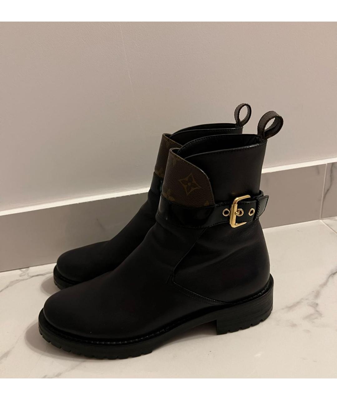 LOUIS VUITTON Черные кожаные ботинки, фото 3