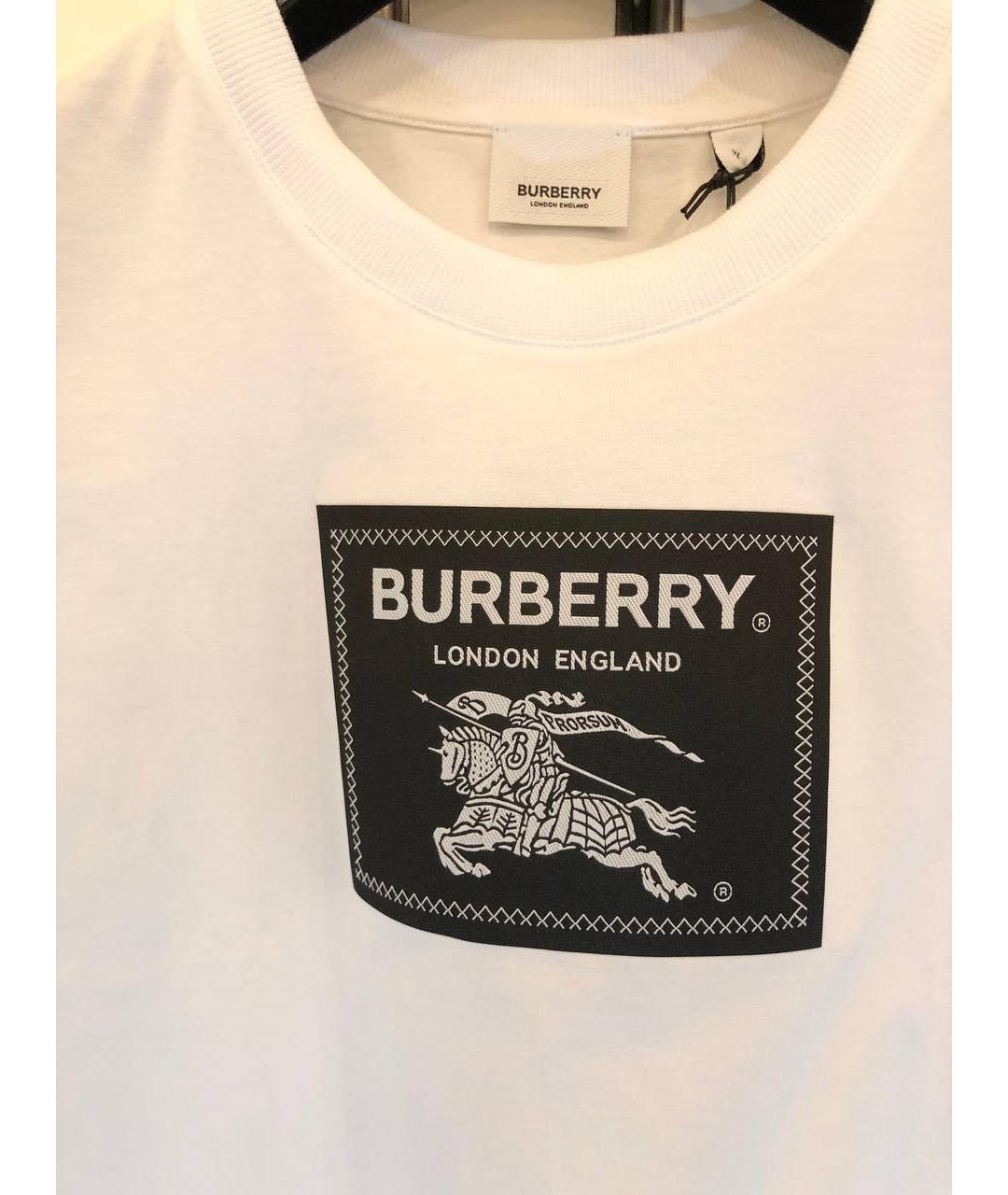 BURBERRY Белая хлопковая футболка, фото 5