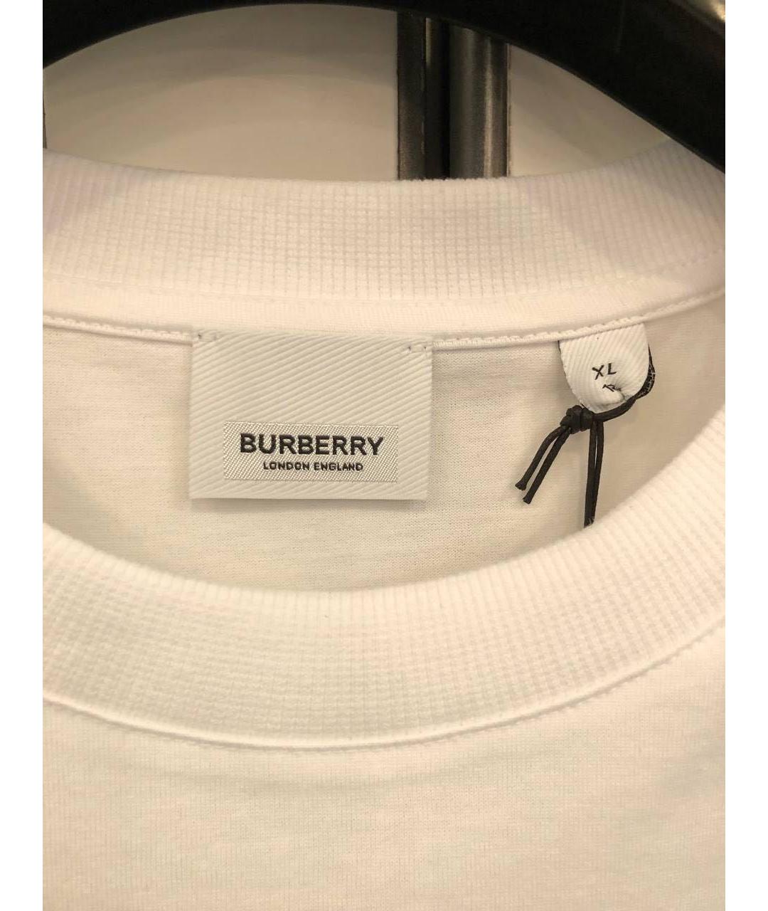 BURBERRY Белая хлопковая футболка, фото 6
