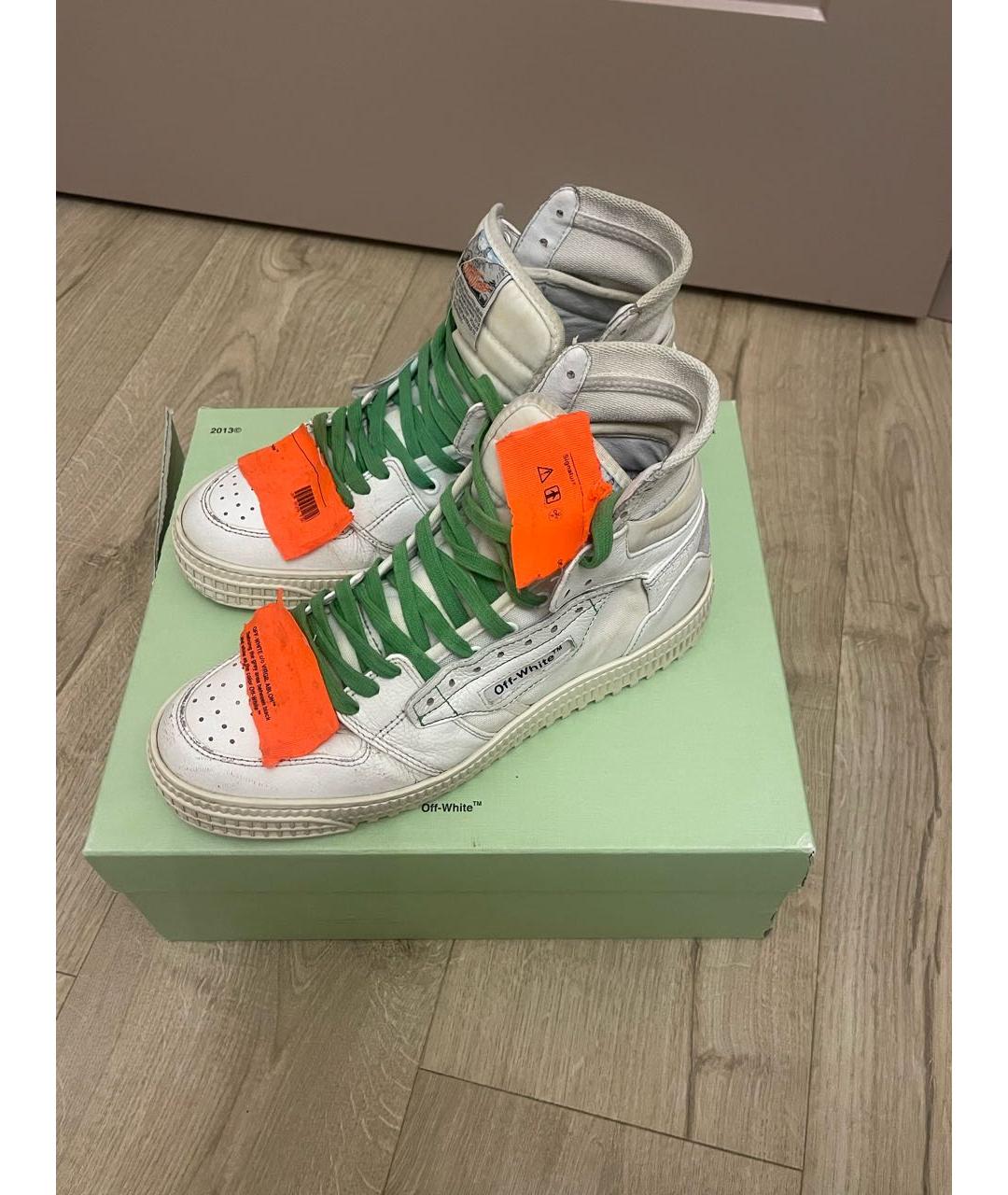 OFF-WHITE Белые кожаные высокие кроссовки / кеды, фото 5