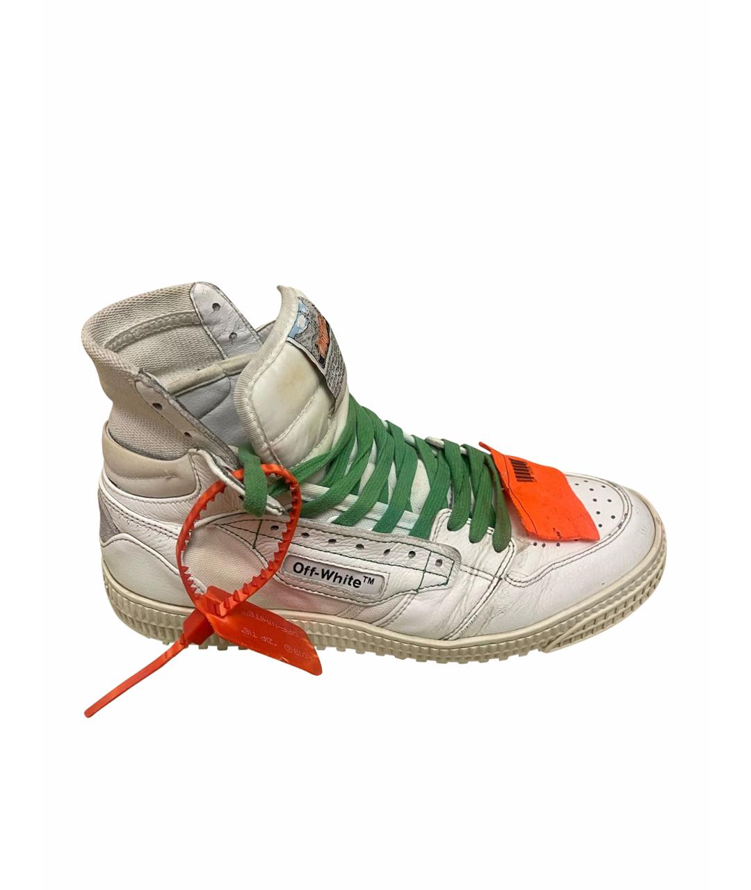 OFF-WHITE Белые кожаные высокие кроссовки / кеды, фото 1