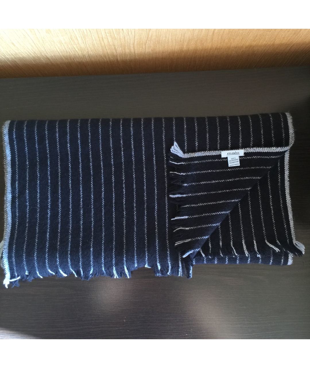 MALO Темно-синий кашемировый шарф, фото 4