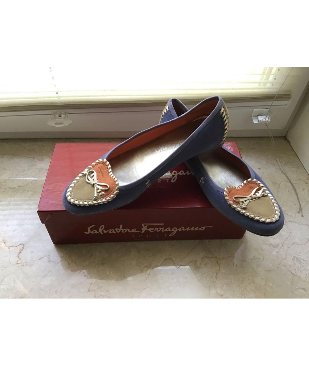 SALVATORE FERRAGAMO Фиолетовые замшевые балетки, фото 6