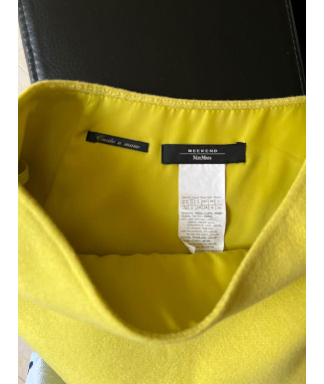 WEEKEND MAX MARA Желтая кашемировая юбка миди, фото 3