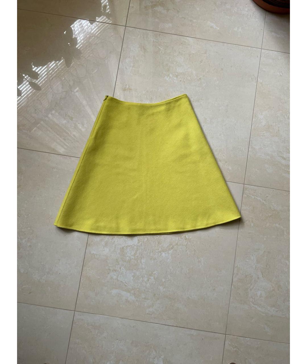 WEEKEND MAX MARA Желтая кашемировая юбка миди, фото 2